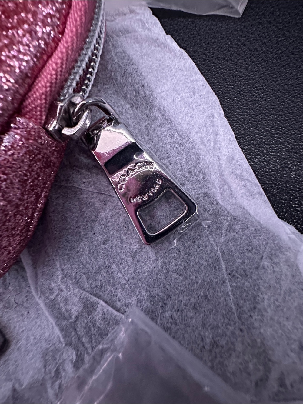 RARE NWT COACH Pink Glitter Coin Pouch with iconic mascot Rexy resin keychain - Picture 4 of 7